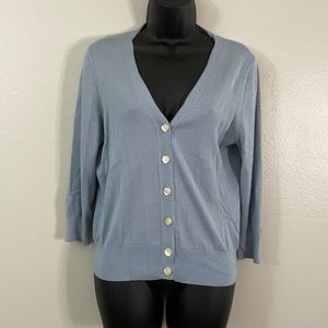 Ann Taylor Blue Silk Blend Cardigan